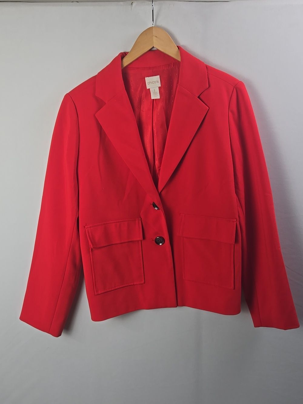 Chico's Modern Ponte Pieced Red Red Blazer Jacket‎ Sz 1 - (8)
